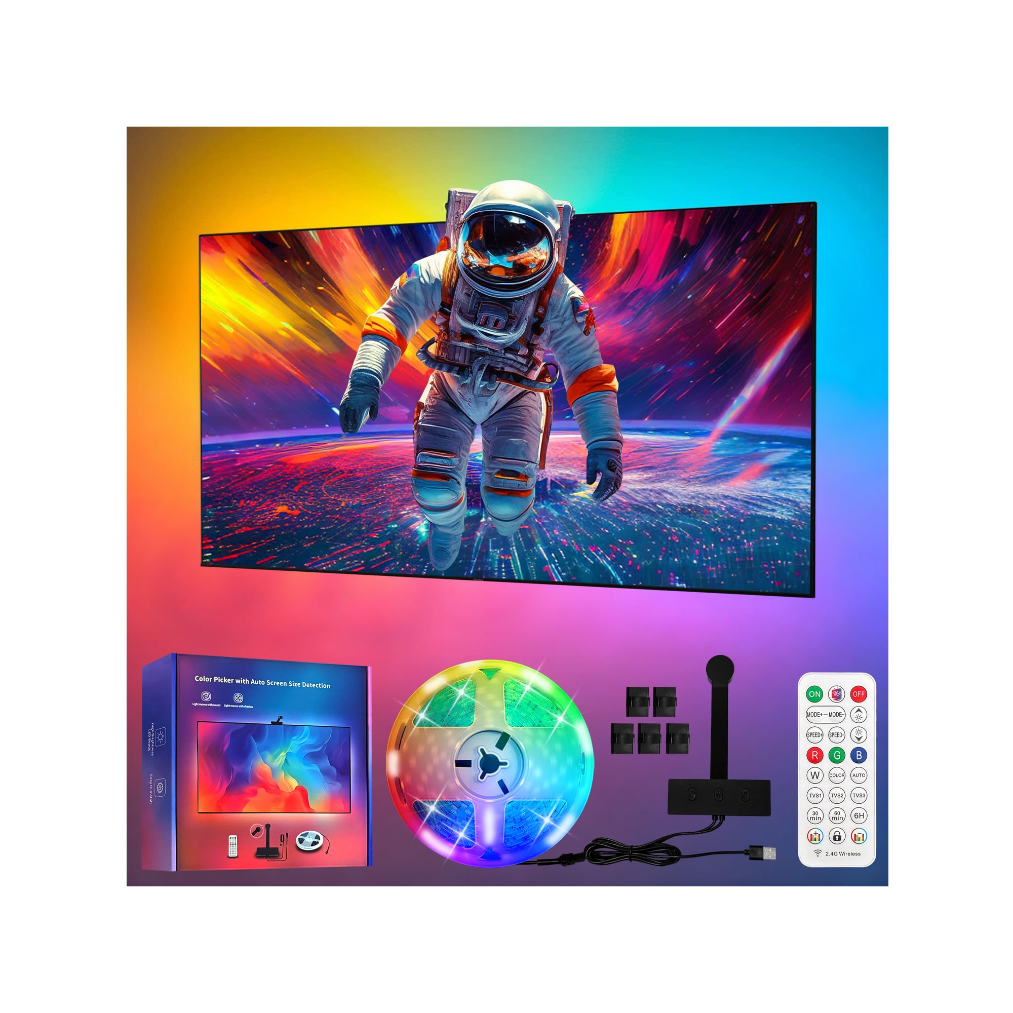 GHPFLOXQY LED Streifen 16.4 Fuß schneidbar mit TV-Hintergrundbeleuchtung und Bildschirmsynchronisation für 75-85 Zoll Fernseher & PC-Monitor Musik- und Game-Sync farbwechselnde Beleuchtung