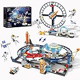Mesproud 2 in 1 Space Roller Coaster Building Set - Rockets, UFO, Satellites, Space Capsules, Buildable Spaces Exploration Ro
