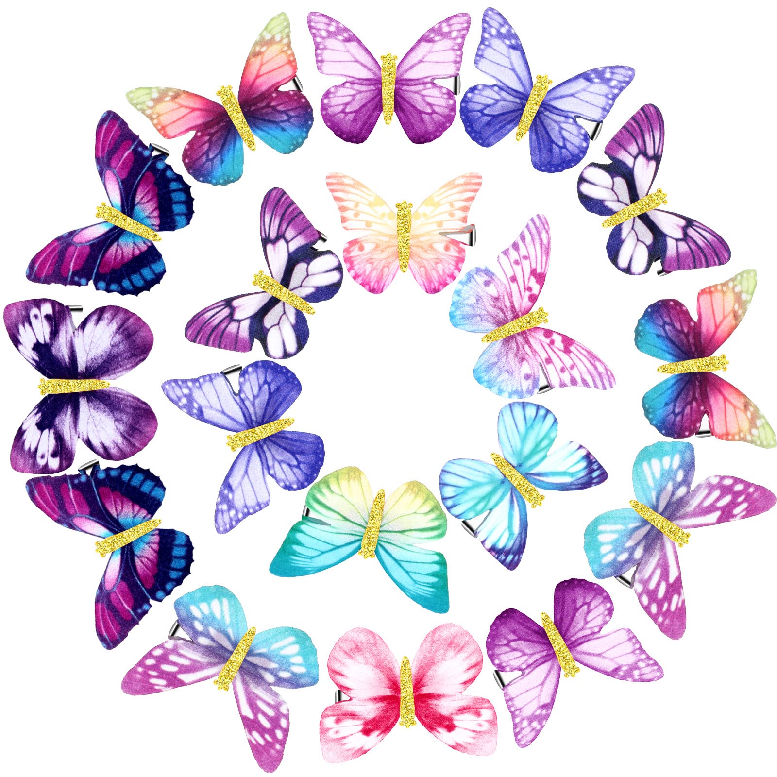 Boao 18 Pieces Glitter Butterfly Hair Clips for Women Hair Accessories Vibrant Styles