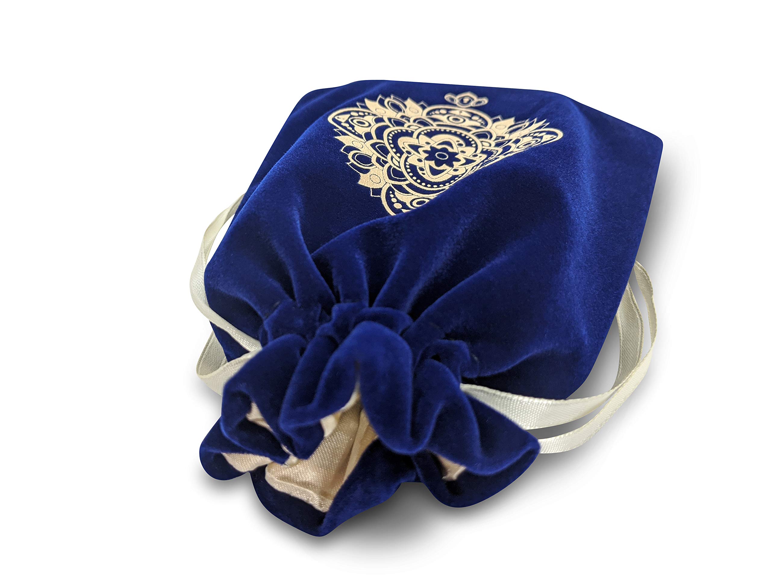 Miriyan Miriyan Spiritual Mandala Tarot & Dice Bag I Velvet & Satin Drawstring Pouch Ideal Size for Tarot & Oracle Cards, DND, D&D, Dungeons and Dragons Accessories, Runes & Jewelry I Travel Gift Bag (Blue)