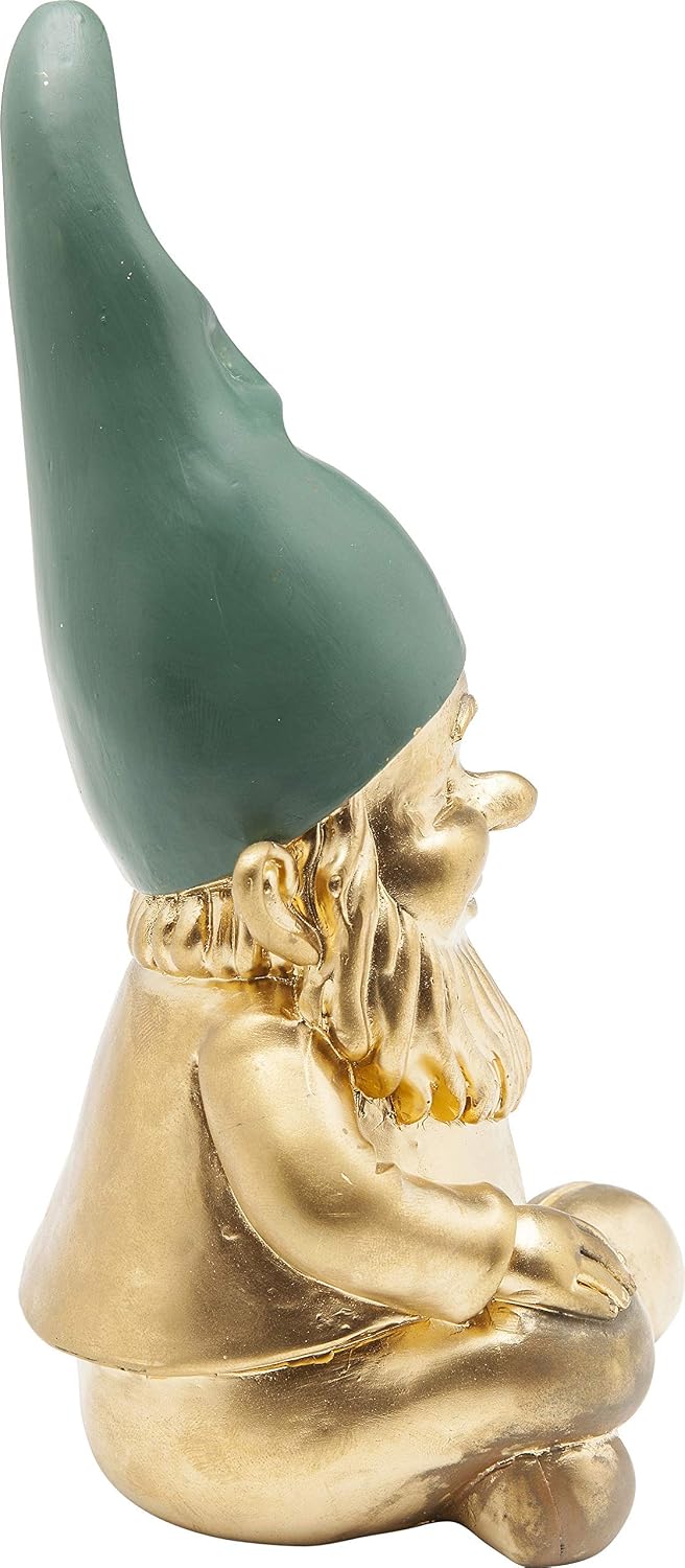 Kare Design Deco Figurine Zwerg Sitting, Gold, Green, Gnome, Dwarf Statue, Gift Idea, Table Decoration - Image 3