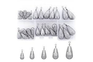 TKHDBF Fishing Weights Sinkers Kit Bass Casting Weights Drop Shot Weights with Swivel for Freshwater Saltwater Catfish Weights