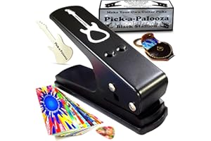Pick-a-Palooza DIY Guitar Picks Punch Mega Pack - Custom Pick Maker for Musicians - Features Leather Key Chain Holder, Pick Strips with Artwork & File - Unique Gifts for Men & Women - Black Punch