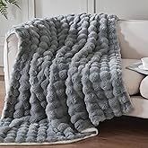 Serenhom 50x60 Inches Ultra-Soft Fuzzy Faux Fur Plush Throw Blanket - Thick, Warm Sherpa for Couch, Sofa, Bedroom, Camping - Decorative Blanket for Cozy Warmth, Bubble Grey