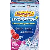 Emergen-C Hydration+ Vitamin C Sports Drink Mix, Raspberry, 18 Packets | Electrolytes for Hydration, 75% Less Sugar, Non-GMO, Vitamin C, Zinc and Manganese, Sports Formula