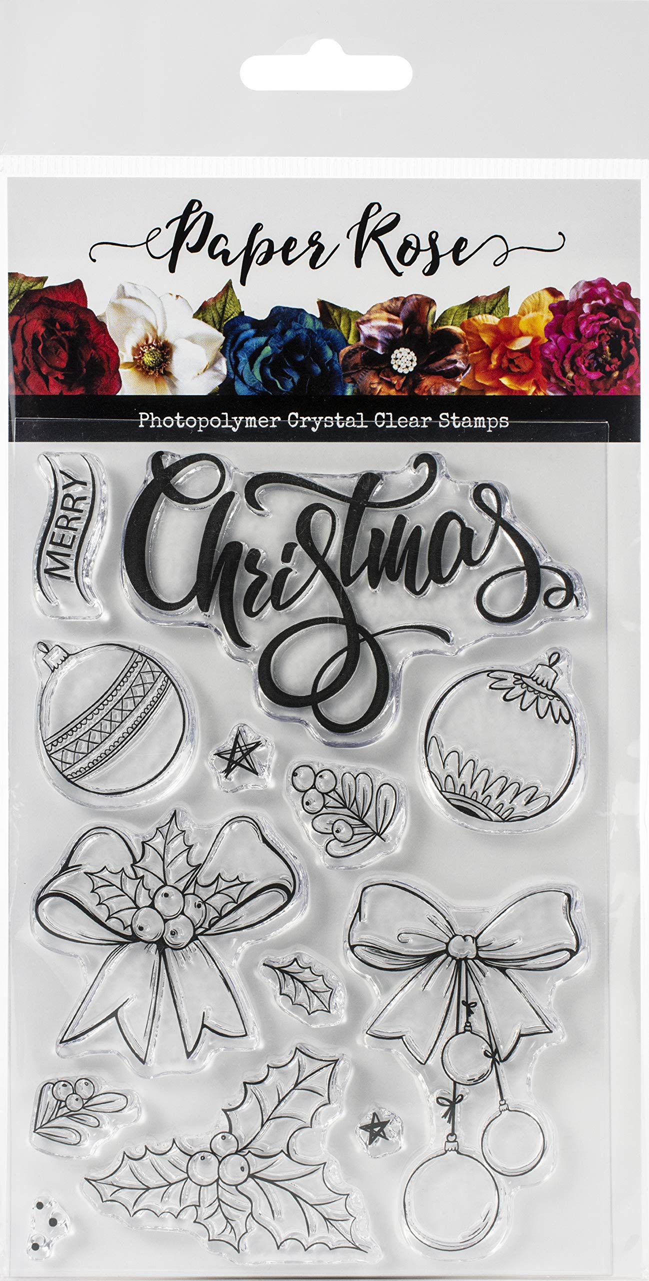 PAPER ROSE -3PL Clear Stamps, Sketchy Christmas Ornaments, One Size