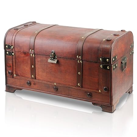 Thunderdog Dallas - große Piraten-Schatztruhe mit Schloss 54x27x30cm Schatzkiste Holz-Truhe