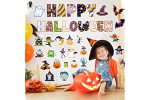 DHQH Halloween Bulletin Board Decoration Halloween Classroom Cutouts Paper Prank Pumpkin Owl Bat Ghost Spider Castle Decoration for Holiday Classrooms Party Decoration Supplies