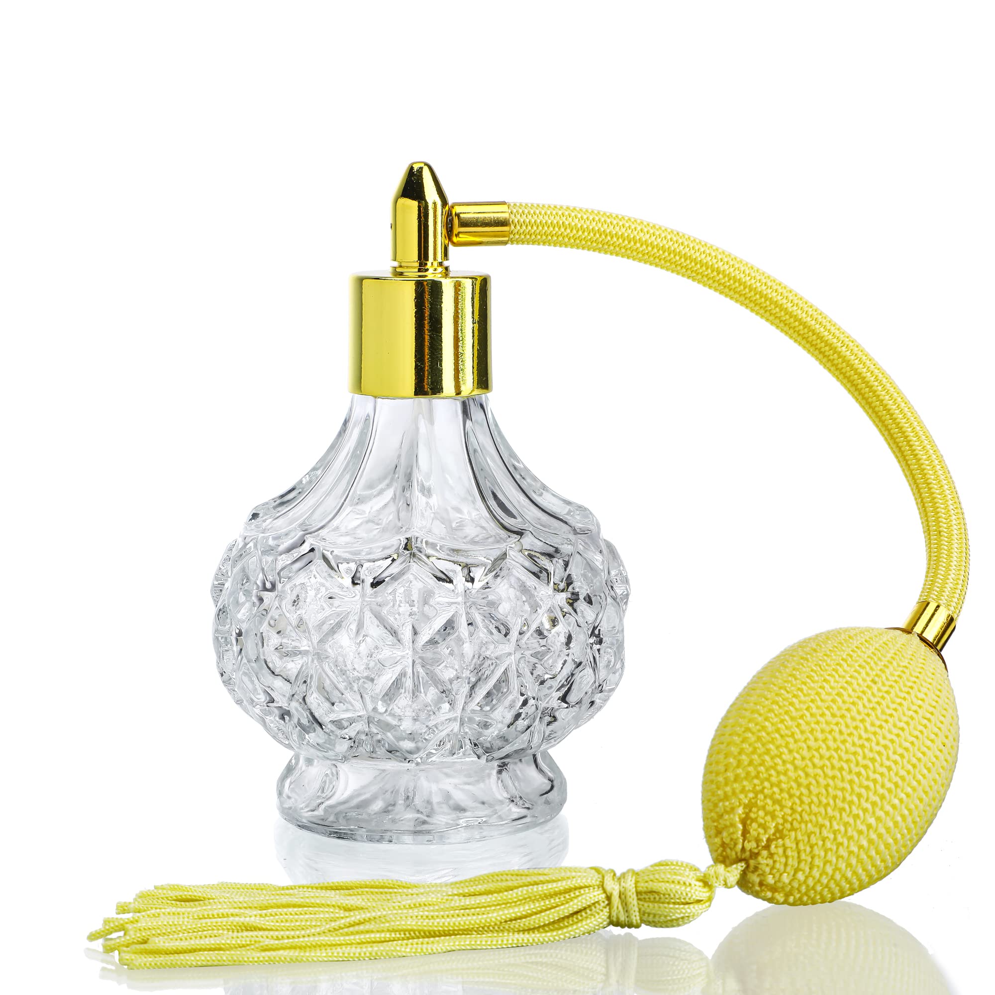 H&D HYALINE & DORA Vintage Glass Empty Refillable Perfume Bottle with Spray Atomizer,Glass Perfume Bottle Home Table Decor