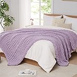 L'AGRATY Chunky Knit Blanket Throw - Soft Chenille