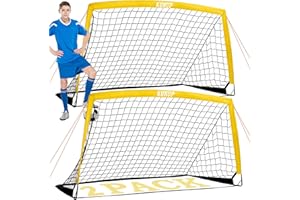 KUNUP Kids Soccer Goals for Backyard, 5×3, 6×4, 9×5FT 2 Pieces Easy Foldable Soccer Practice Net with Portable Carrying Bag for Toddler Youth Adult Soccer Training Equipment Outdoor Sports Game