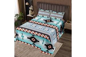 Erosebridal Western Bedspread Queen,Southwestern Coverlet Set Exotic Bull Skull Quilted for Kids Child,Dream Catchers Aztec Quilt Set Tribe Feather Western Animals Boho Decor Red Black