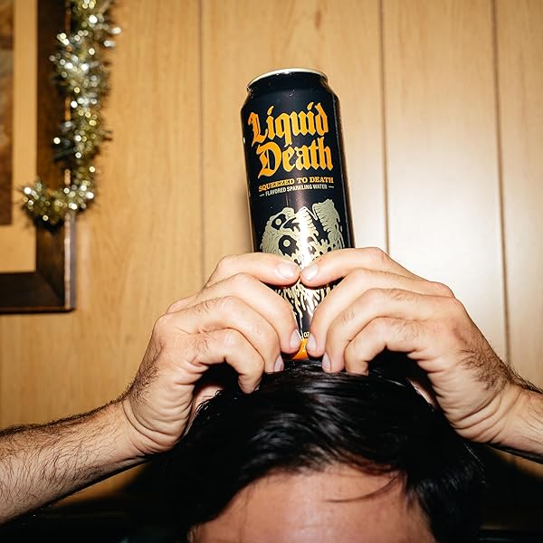 LIQUID DEATH, SQUEEZED TO DEATH, ORANGE-FLAVORED SPARKLING WATER, 8-PACK (19.2OZ CANS), LOW CALORIE & NO ARTIFICIAL SWEETENERS