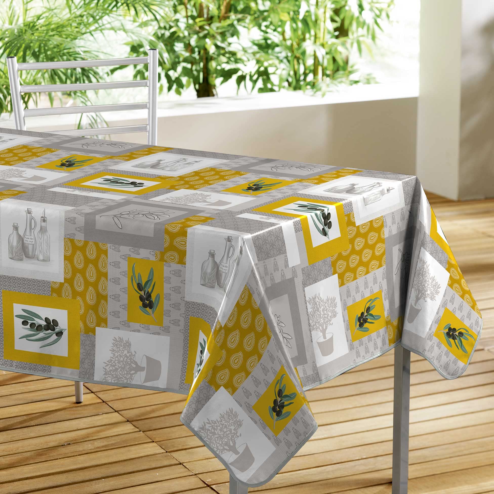 Douceur d'Intérieur, Rectangular Tablecloth (140 x 300 cm) Graziella Yellow, PVC Printed