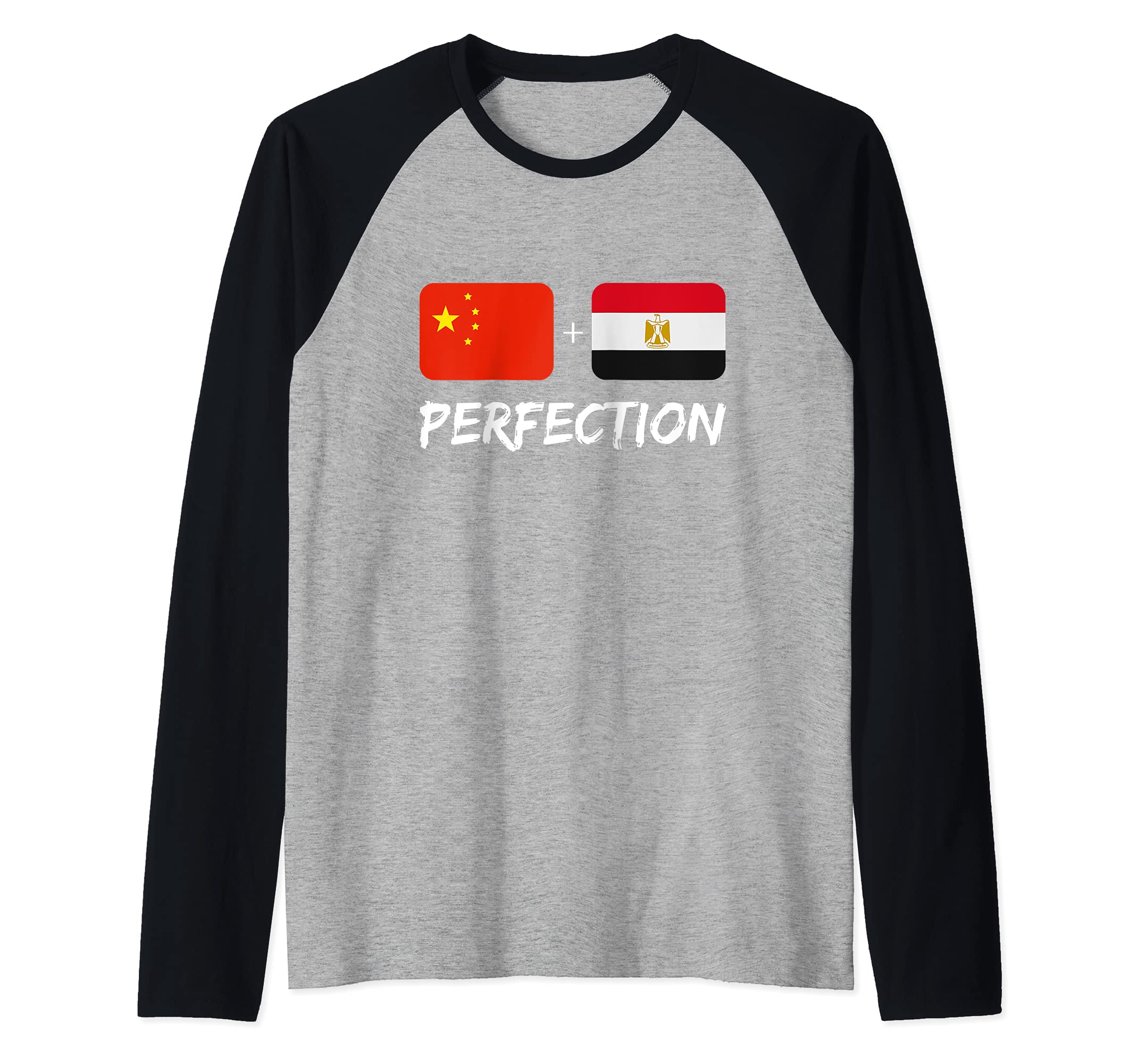 Egyptian Plus Chinese Perfection Mix Flag Heritage Raglan Baseball Tee