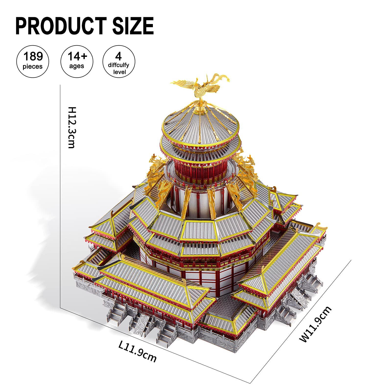 Piececool 3D Metal Puzzles for Adults, Ziwei Palacer Model Kits, Famous Chinese Architecture Model Building Kits, DIY 3D Puzzle Building Blocks Great Gift,189 Pcs