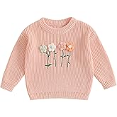 Baby Girl Sweater 3D Floral Knit Sweaters Toddler Infant Newborn Crewneck Pullover Sweatshirt Long Sleeve Tops