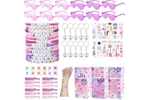 Vanblue 84 Pcs Friendship Popular Singer Party Favors Era Party Birthday Decorations Supplies Bulk Bracelet Disco Keychain Goodies Bags Stuffers Friendship Gifts for Fans Girls