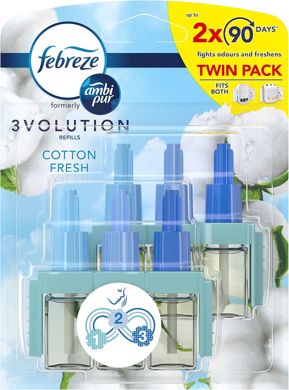 Febreze 3Volution Cotton Fresh Plug-in Refills 40 ml (20 ml x2) Odour Eliminator