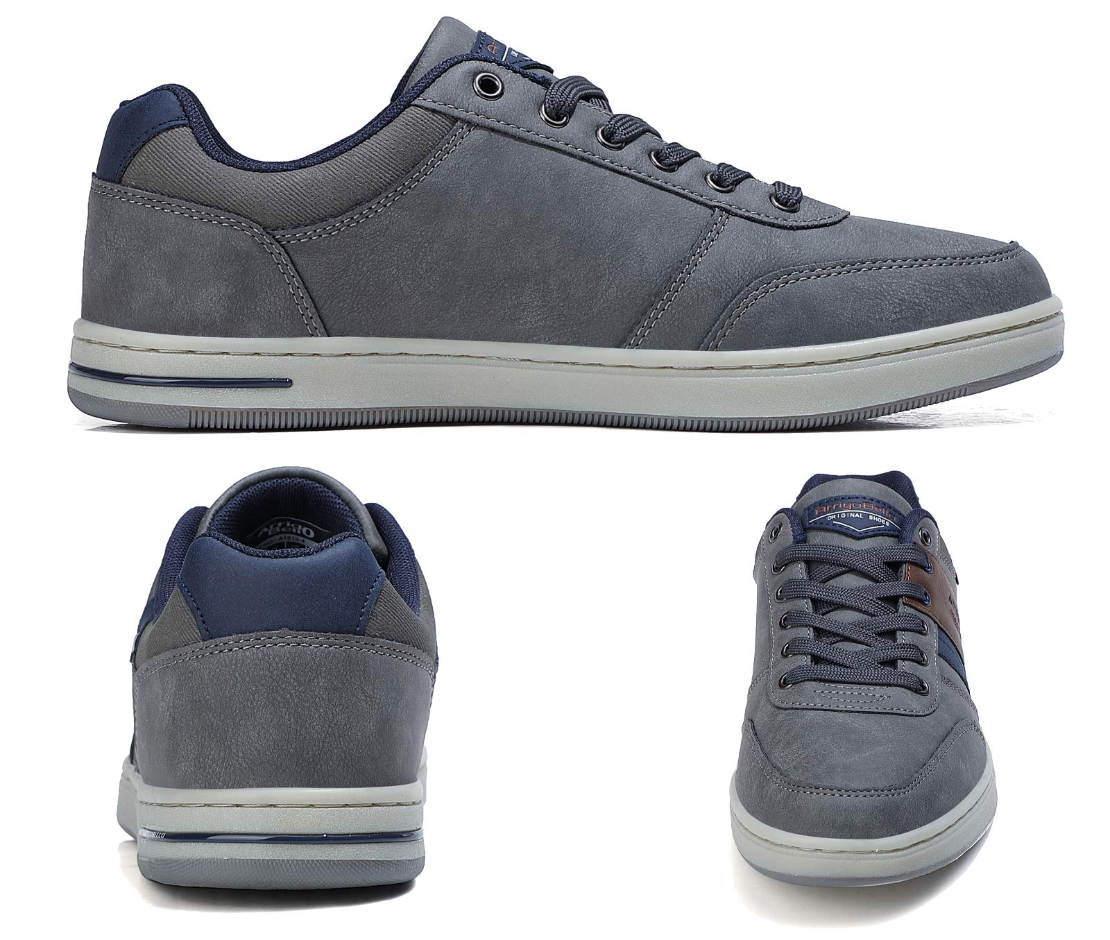 ARRIGO BELLO Freizeitschuhe Herren Sneaker PU Leder Walkingschuhe Atmungsaktive Athletic Formal Classic Sportschuhe 41-46, Mid Dunkelgrau, Größe 46 4