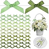 Gejoy 100 Pieces 2.6" Green Series Valentine's Day Bows Satin Ribbon Twist Tie Mini Bows for Gift Wrapping Bags Crafts for New Year Wedding Birthday Party Shower Candy Treat Cake Pop Decoration