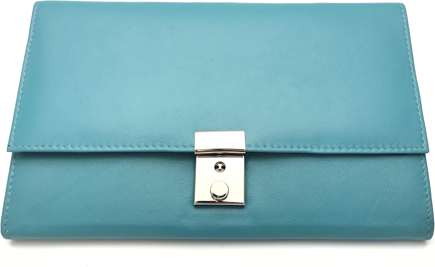 Travel Document Wallet Lockable Soft Leather in Sea Blue Colour - Image 3