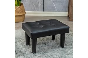CAROLMADE Ottoman Foot Rest, PVC Small Ottoman Foot Stool with Legs Modern Footstool Ottomans for Living Room Entryway Office