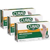 Curad Basic Care Vinyl Disposable Exam Gloves, Medium (Pack of 300)