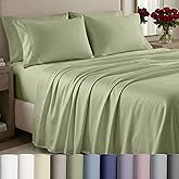 California Design Den Thick and Natural 100% Cotton Bedsheets Queen Size Bed Set - 1000 Thread Count Sheets Queen, Sateen, Deep Pockets, Durable Bedding Set - Sage Green