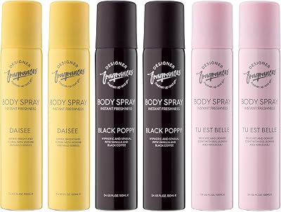 Designer Fragrances 6 Pack Body Sprays 100ml Tu Est Belle Daisy Black Poppy