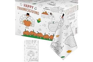 LITMITFU Happy Thanksgiving Coloring Tablecloth for Kids-Giant Thanksgiving Paper Activity Table Cover, Jumbo Fall Turkey Coloring Games Poster Crafts for Thanksgivings Table Decor Party Favors,54 x 108 Inch