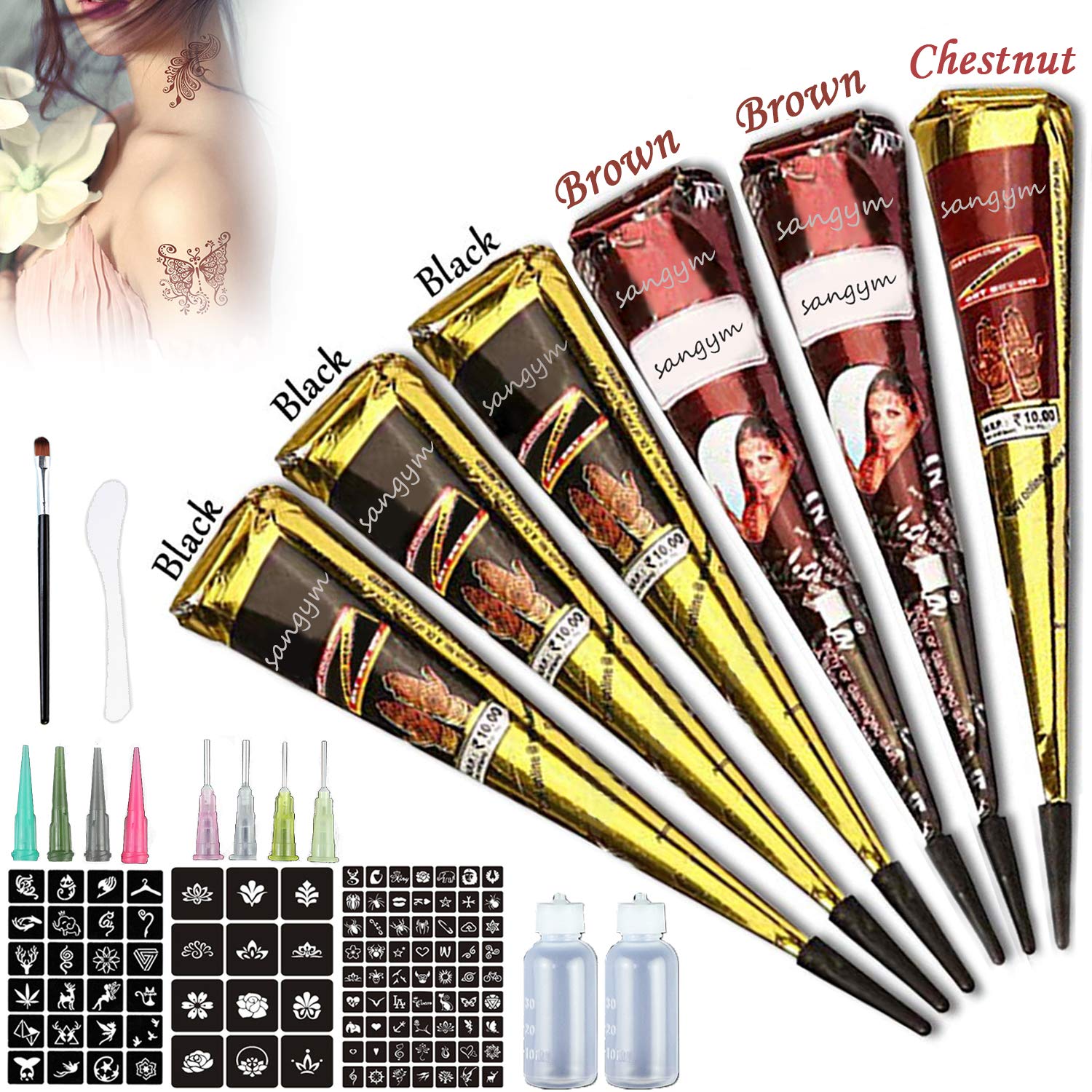 Amazoncom Temporary Tattoo Kit丨6 Pcs Paste Cones Black