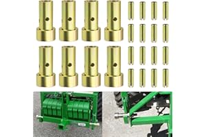 Sporthfish Quick Hitch Adapter Bushings Set Fit for Cat 1 3-Point Tractor Implements 8PCS Bushing Kit with Roll Pins, Gold