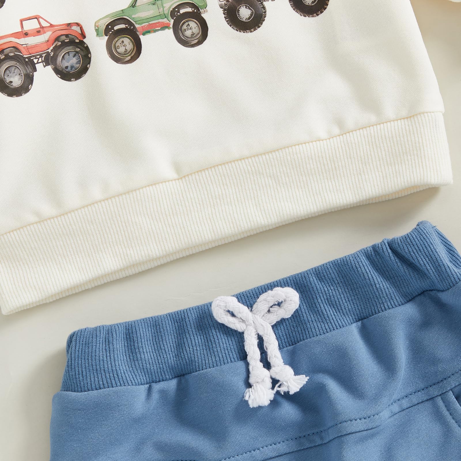Frietlebird Toddler Baby Boy Fall Winter Clothes Crewneck Sweatshirt Long Sleeve Trucks Shirt and Pants Cute Boys Outfits