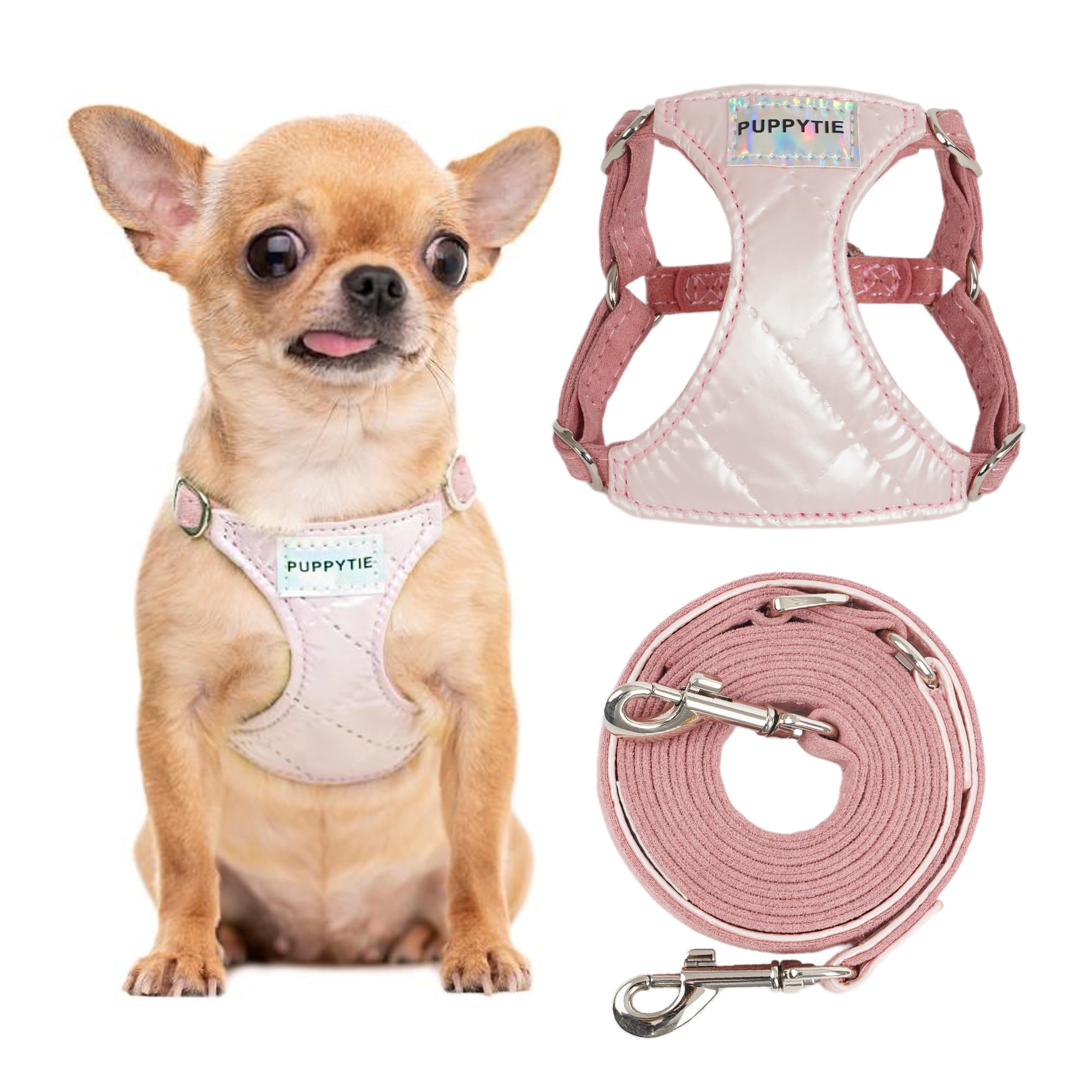 No Pull Small Dog Harness with Multifunctional Dog Leash Lightweight Soft Adjustable No Choke Escape Proof Pet Harness Vest Pet Harness Vest Shiny Pink S