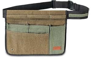 Paxiyu Garden Tool Belt for Men & Women, Denim Wide Adjustable 5-Pocket Waist Garden Apron - Heavy Duty Tool Pouch for Gardening, DIY, Carpenter, Woodworking, Painting, Seamstress, and Crafts (Green)