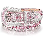 JASGOOD Women Men Rhinestones Belt,Bling Western Cowgirl Cowboy Studded Leather Belt Diamond Waist Belt for Jeans Pants