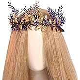 MOSTORY Blue Woodland Elf Crown - Elf Flower Headpiece Forest Floral Tiara Elven Leaf Circlet for Women Renaissance Renfaire Accessory Halloween Cosplay