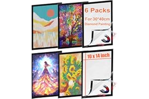 Isshrimp 6 Pack Diamond Painting Frames,12x16 Inch/30x40cm Diamond Art Frames,Inside Size 10x14 inch,Magnetic Diamond Art Frame Self-Adhesive, Poster Frames for Home Wall Office Deco(Black).