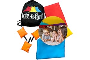 TOTE•A•FORT Tote a Fort Original Blanket Fort Building Kit for Kids, 3 Blanket TOTEAFORT Toy, Make a Portable Playhouse, Play Tent Boy and Girl Indoor Outdoor Build Set, STEM Children Toy, Ages 4, 8, 12 +