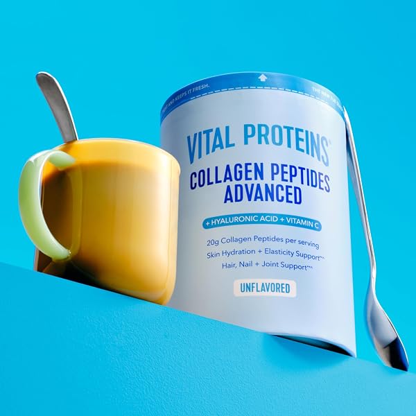 VITAL PROTEINS COLLAGEN PEPTIDES POWDER ADVANCED WITH HYALURONIC ACID & VITAMIN C, 20OZ COLLAGEN PROTEIN, UNFLAVORED, 27 SERVINGS