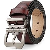 JingHao Belts for Men Big and Tall,Mens Belt Leather for Casual Jeans Dress Work All Size 28"-64" Black Brown Width 1.45"