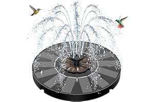SZMP Solar Fountain 2026 Upgrade, Solar-Powered Bird Bath Fountain with 4 Fixed Rods & 7 Nozzles for Garden, Pond, Pool, and 