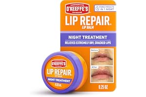 O'Keeffe's Lip Repair Night Treatment Lip Balm for Dry, Cracked Lips - 0.25 Ounce Jar (1 Pack) - Moisturizer Extremely Cracked, Dry Lips