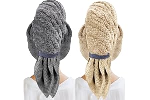 Puomue 2 Pack Microfiber Hair Towel Wrap for Women, 23.6 Inches X 36.6 Inches, Super Absorbent, Soft, Fast Drying Turbans