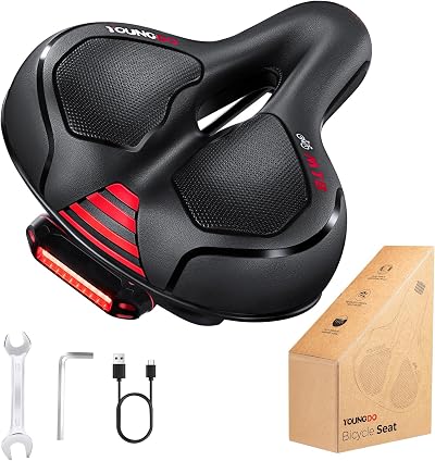 YOUNGDO Ultra Comfortable Bike Saddle Ergonomic Hollow Design Black Red