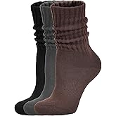 AugRing Women's Scrunch Crew Socks Retro 3-Pack Solid Cotton Boot Calf Chunky Ribbed Cozy Slouchy Socks Size 5-11