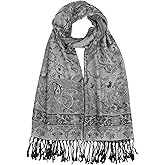 Paisley Pashmina Rave Shawl Scarf-Women's Reversible Ethnic Jacquard Pashmina Wraps for Travel