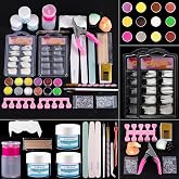 Acrylic Nail Kit for Beginners with Everything Professional, 12 Glitter Powder Nail Kit Acrylic Set, Nail Care Art Design Tip Brush Clipper File Supplie, DIY Tool