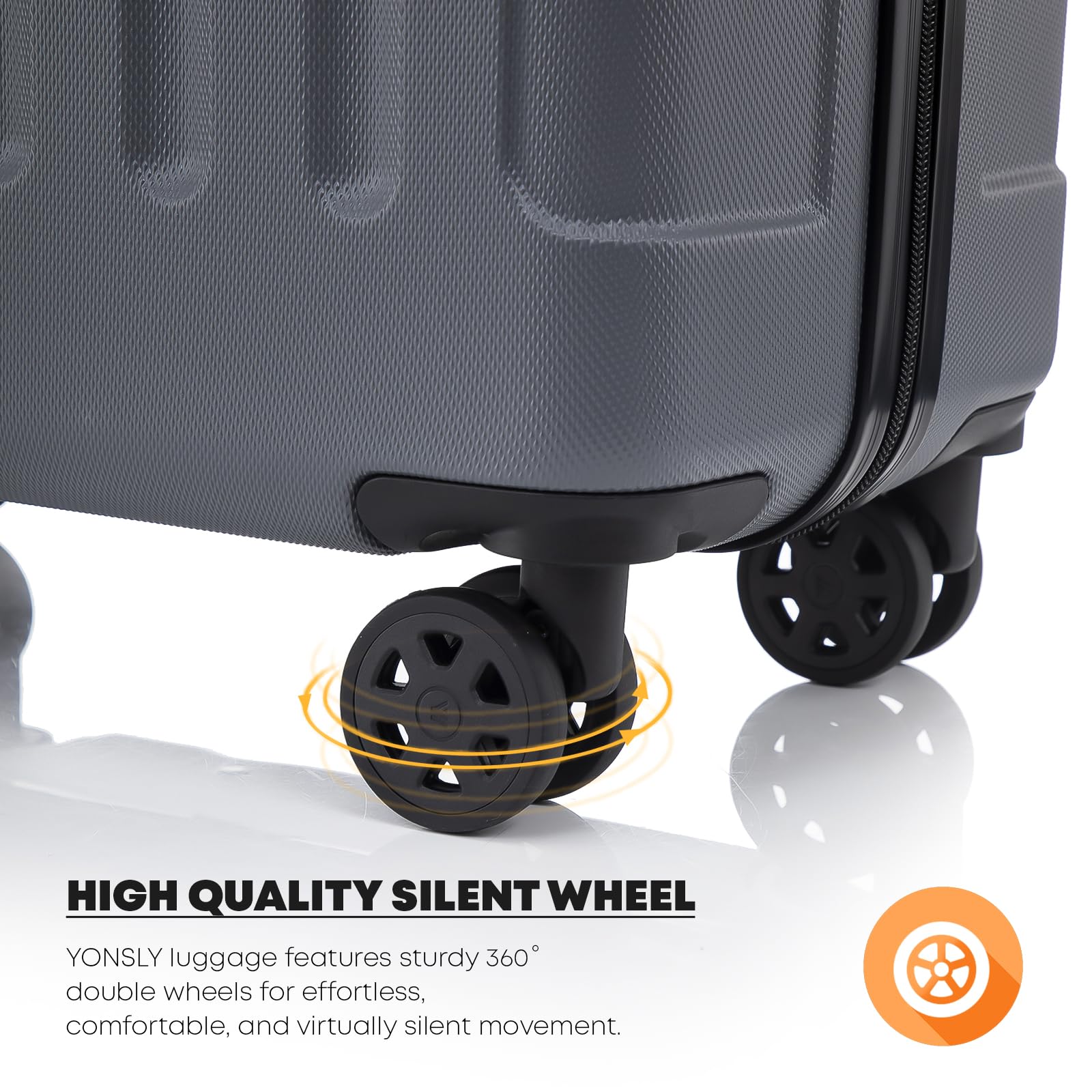 yonsly Koffer Suitcase Set, Trolley Reisekoffer, Rollkoffer Handgepäck, Kofferset, Gepäckset mit 4 Rollen 360°, Hartschalenreisekoffer, Zahlenschloss, Weicher Gummigriff (4er Set, S,M,L&XL, Grau) 4